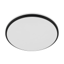 Runde LED-Deckenleuchte mit schwarzem Rand, modernes Design, energiesparende Wohnraumbeleuchtung.