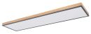 Rechteckige LED-Deckenleuchte mit Holzrahmen, modern, energiesparend, für Wohnzimmer oder Büro geeignet.