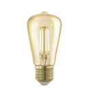 Vintage LED-Glühbirne mit E27-Fassung, warmweißes Licht, energiesparend, Retro-Design, isoliert auf weißem Hintergrund.