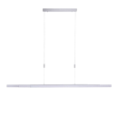Moderne LED-Pendelleuchte in Silber, höhenverstellbar, minimalistisch, ideal für Esszimmer oder Büro.