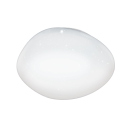 Weiße, glänzende, ovale Seifenblase mit funkelnden Sternen auf schwarzem Hintergrund, sauber und minimalistisch.