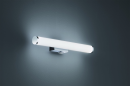 Moderne LED-Wandleuchte mit zylindrischem Design, warmweißes Licht, montiert an grauer Wand.