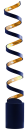 Goldene, spiralförmige Skulptur auf schwarzem Sockel, modernes Design, Kunstobjekt, abstrakte Dekoration.