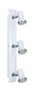 Moderne Wandlampe mit drei verstellbaren LED-Spots aus Chrom und Glas für Wohnzimmer oder Flur.