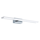 Moderne LED-Wandleuchte in Chrom, rechteckig, ideal als Spiegelbeleuchtung im Badezimmer.