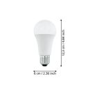 LED-Glühbirne E27, weiß, 12,3 cm hoch, 6 cm breit, energiesparend, modernes Design, Produktfoto.