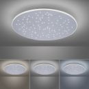 Runde LED-Deckenleuchte mit Sternenhimmel-Effekt, dimmbar, warmweiß bis kaltweiß, modernes Design.
