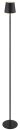 Schlanke, moderne Stehlampe in Schwarz mit rundem Fuu00df und konischem Lampenschirm fu00fcr Wohnzimmer oder Bu00fcro.