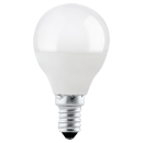 LED-Glühbirne mit E14-Sockel, rund, energiesparend, weiß, für Lampen und Leuchten, isoliert auf weißem Hintergrund.