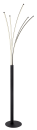 Moderne LED-Stehlampe mit gebogenen, leuchtenden Armen und schwarzem Standfuß, energiesparende Beleuchtung.