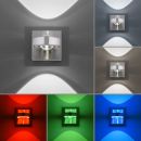Moderne LED-Wandleuchte mit wechselnden Lichtfarben: weiß, rot, grün, blau, stilvolles Design, Wandbeleuchtung.