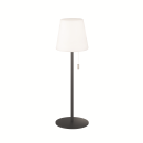 Moderne Tischlampe mit schwarzem Standfuß und weißem Lampenschirm, minimalistisches Design, Zugschalter