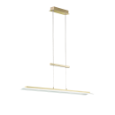 Moderne LED-Pendelleuchte in Gold mit rechteckigem Design, höhenverstellbar, ideal für Esszimmer oder Büro.