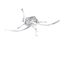 Moderne LED-Deckenleuchte aus Chrom mit geschwungenen Armen, energiesparend, für Wohnzimmer oder Flur.