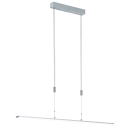 Moderne LED-Pendelleuchte aus Chrom, höhenverstellbar, minimalistisch, ideal für Esszimmer oder Büro.