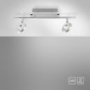Moderne LED-Deckenleuchte mit zwei schwenkbaren Spots, chromfarben, IP44, ideal für Badezimmerbeleuchtung.